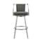 Armen Living Livingston 30" Gray Faux Leather and Brushed Stainless Steel Swivel Bar Stool LCLVBABSGR30 - alternate 2
